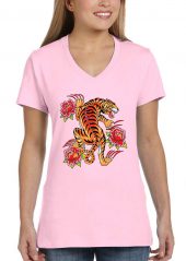 ladies mean orange tiger roses pink ladies biker tee