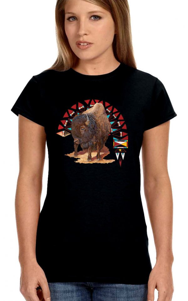 ladies native american buffalo biker tee