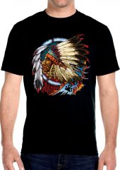 mens native american headdress biker tee
