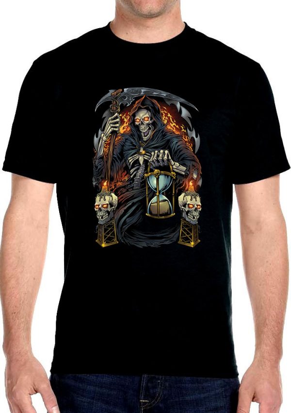 mens grim reaper scythes biker tee