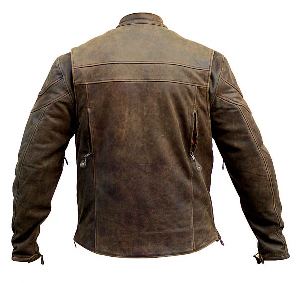 Men's brown buffalo hide leather jacket