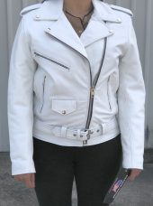 Womens white leather jacket