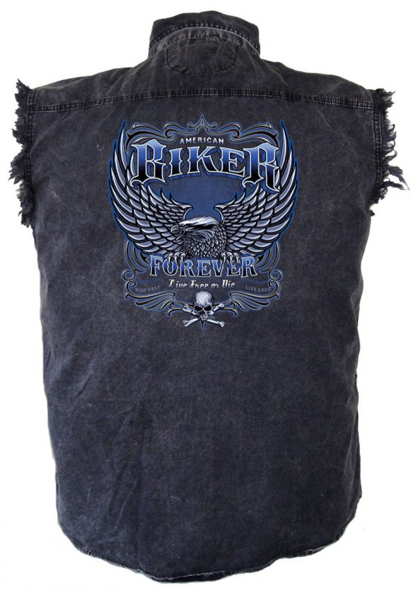 mens denim biker shirt