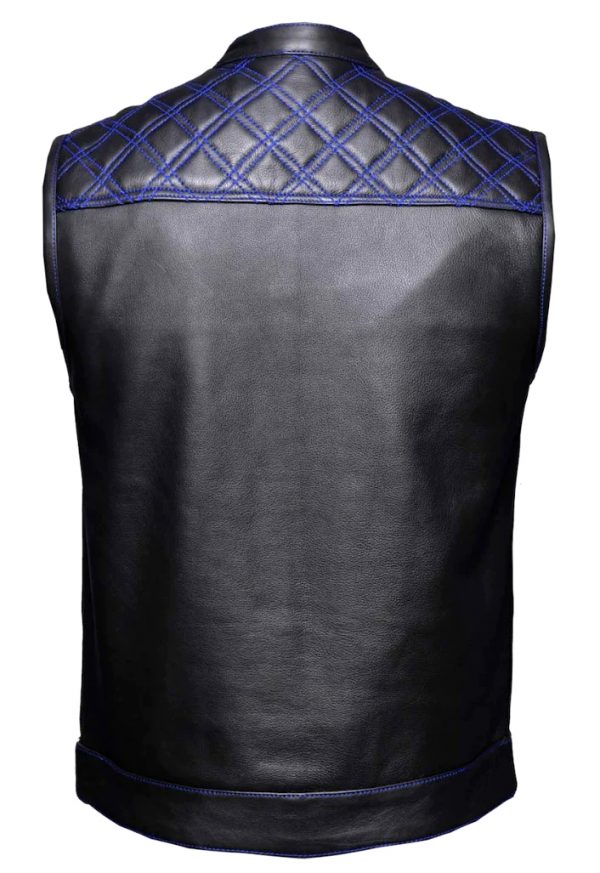 Mens leather club vest concealed carry pockets