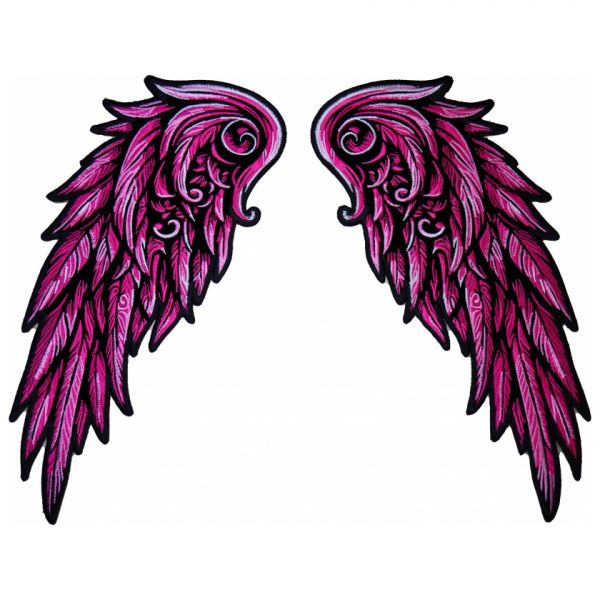 Pink lady rider angel wings patch