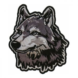 Gray wolf head patch